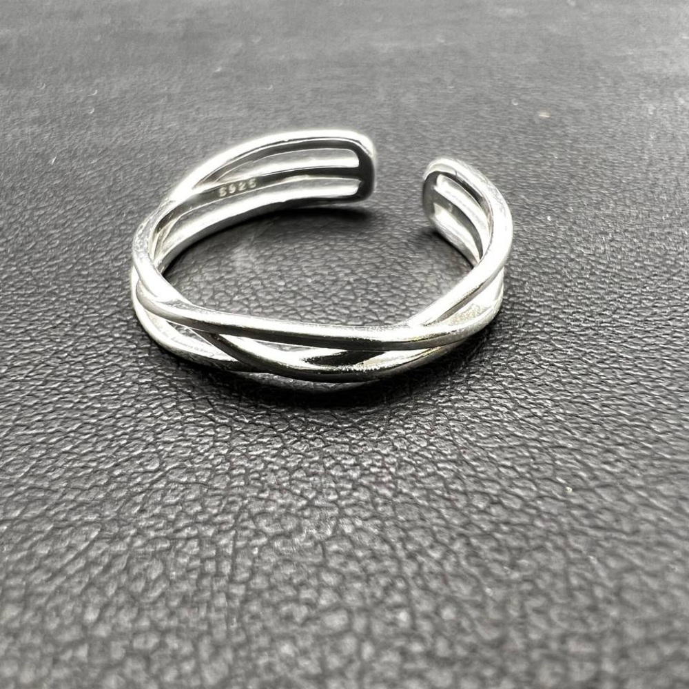 Solid Sterling Silver Cuff Bracelet Ring Signed S… - image 4